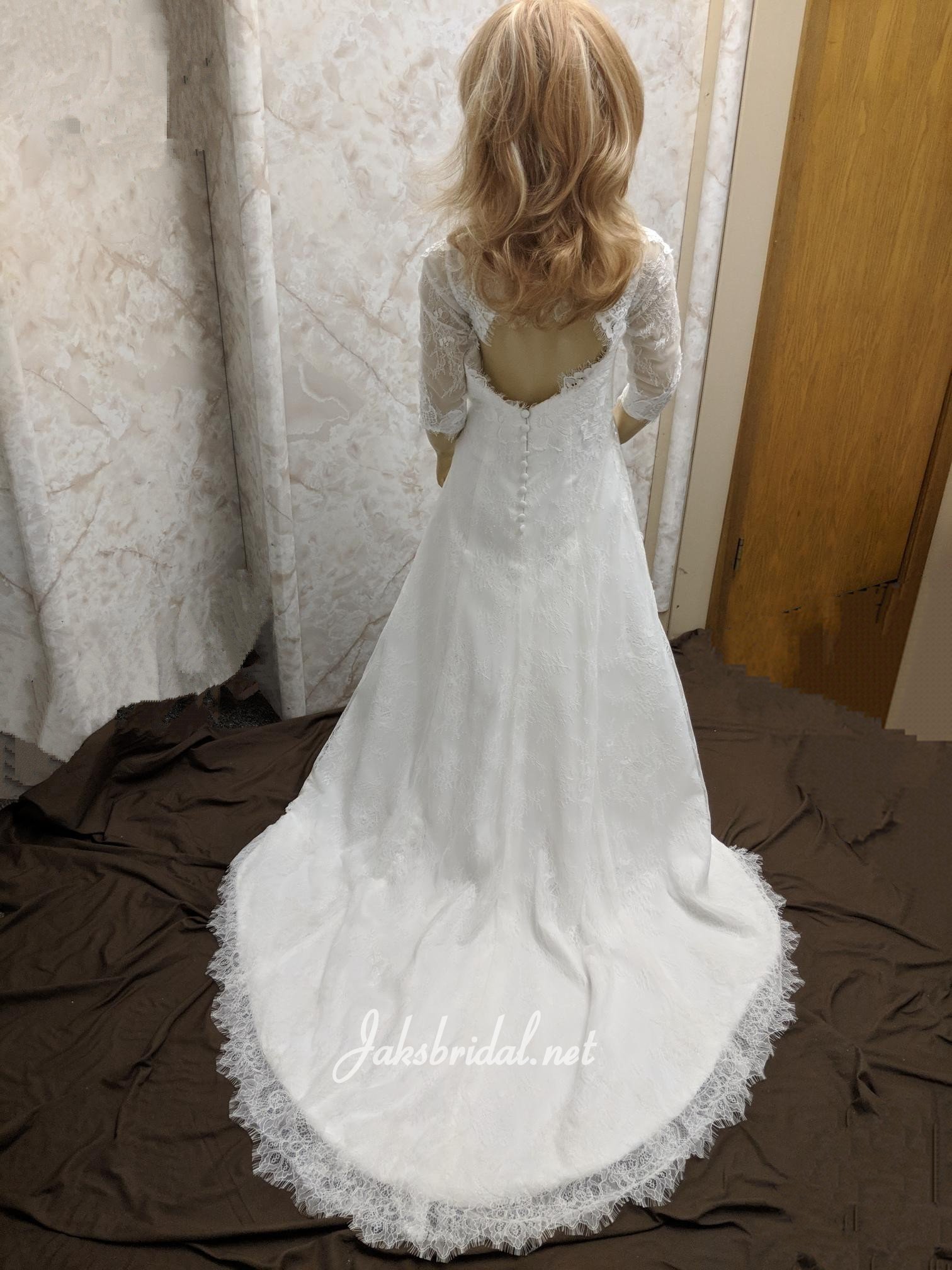 lace open back flower girl dress